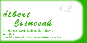 albert csincsak business card
