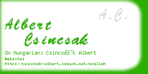 albert csincsak business card